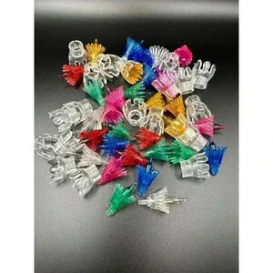 Vintage Multi Color PLASTIC FLOWER Christmas Light Replacements & Reflect Covers